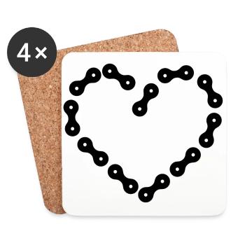 Vélo vélo coeur amour - Dessous de verre (lot de 4) - blanc - Devant
