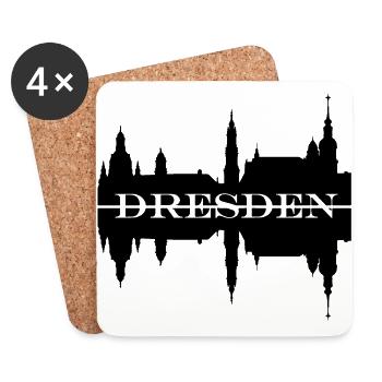Silhouette de skyline de Dresde - Dessous de verre (lot de 4) - blanc - Devant