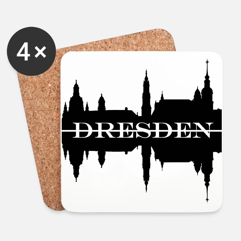 Dresden Skyline Sillhouette - Untersetzer (4er-Set) - Weiß