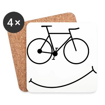 Bicycle Smile Bike Hobby Gift Wheel - Coasters (set of 4) - white - Front