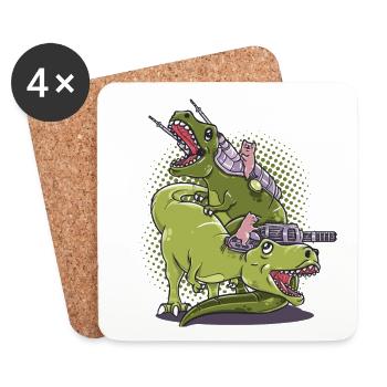 Cat Tyrannosaurus T-Rex gift birthday - Coasters (set of 4) - white - Front