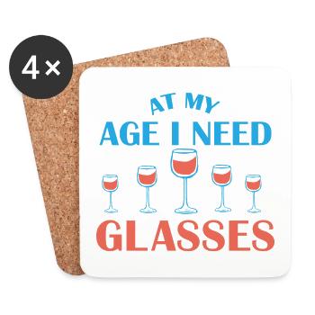Wein Alter Brille Geschenk Spruch - Untersetzer (4er-Set) - Weiß - Vorne