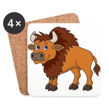 Bison Büffel - Untersetzer (4er-Set) - Weiß - Vorne