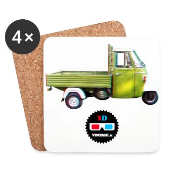 Vintage - Ape 3D - Coasters (set of 4) - white - Front