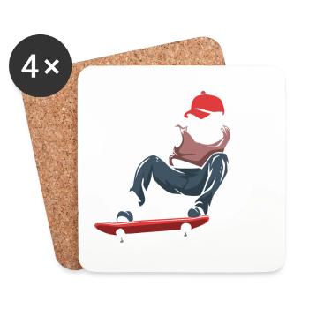 Skater Skateboard Skelett Skating Geschenk - Untersetzer (4er-Set) - Weiß - Vorne