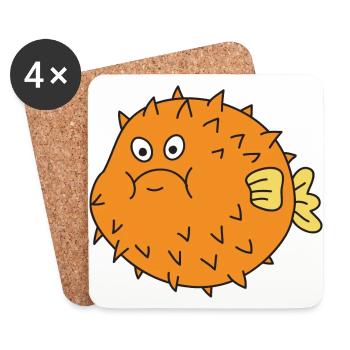 Puffer fish sea ocean under water - Coasters (set of 4) - white - Front