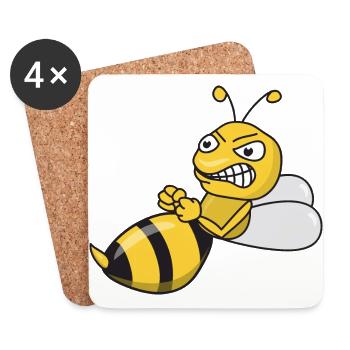 Lustige Biene Hornisse Insekten - Untersetzer (4er-Set) - Weiß - Vorne