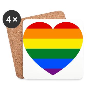 Gay Pride Heart Flag - Dessous de verre (lot de 4) - blanc - Devant