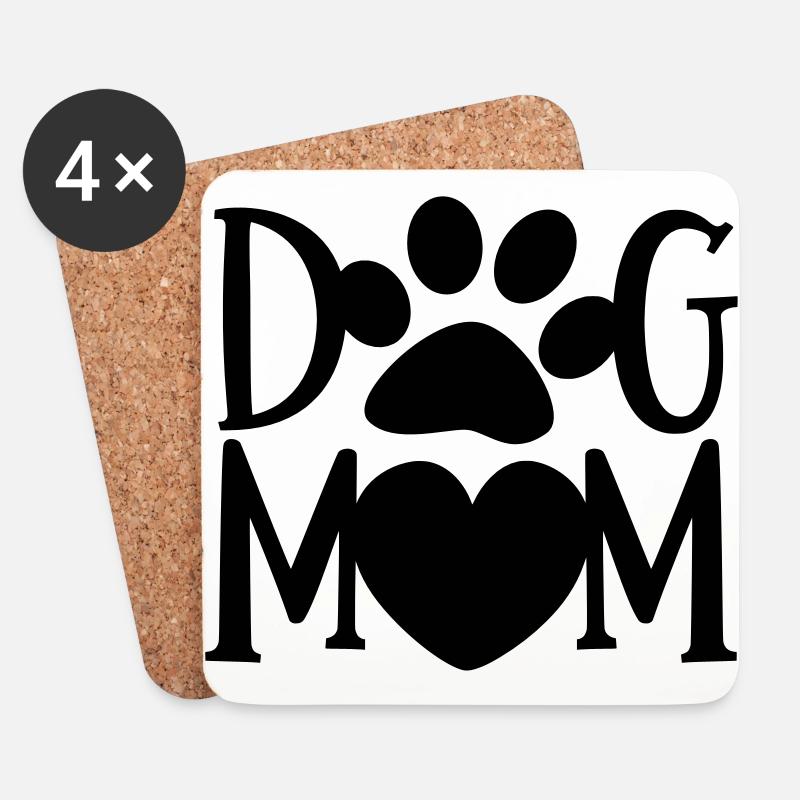 Maman chien - Dessous de verre (lot de 4) - blanc