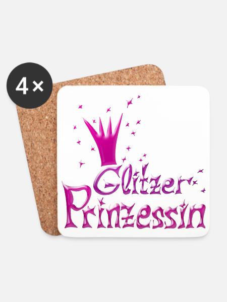 Rosa Glitzer Prinzessin - Untersetzer (4er-Set) - Weiß