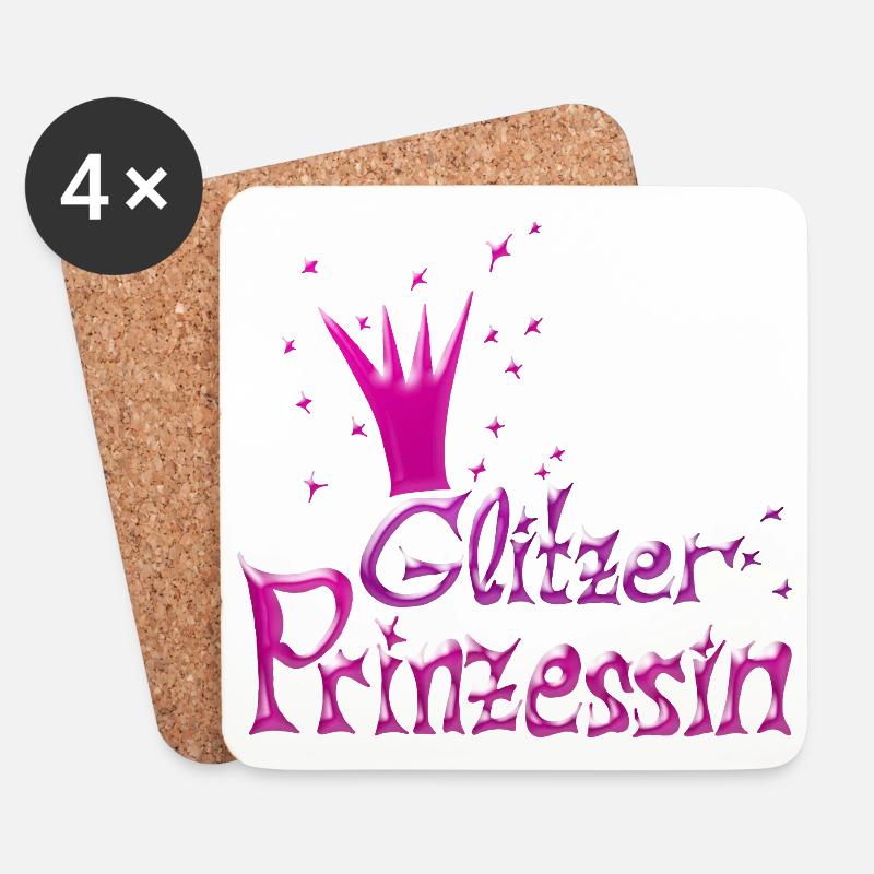 Rosa Glitzer Prinzessin - Untersetzer (4er-Set) - Weiß