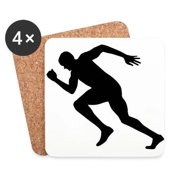 Sprinter, Läufer, Laufen - Untersetzer (4er-Set) - Weiß - Vorne