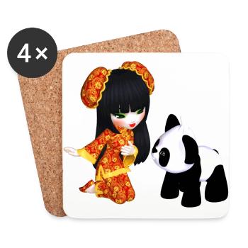 Kawaii China Girl - Coasters (set of 4) - white - Front