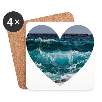 The Sea. - Heart. - Coasters (set of 4) - white - Front