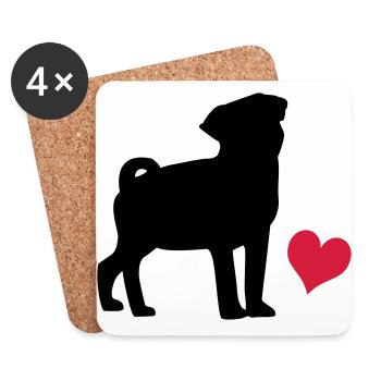 Mops - Untersetzer (4er-Set) - Weiß - Vorne