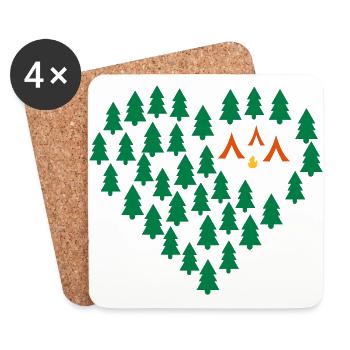 Camping - Coasters (set of 4) - white - Front