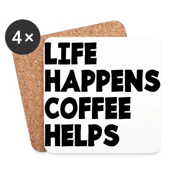 Living Coffee Helps Caffeine Tired Funny saying - Coasters (set of 4) - white - Front