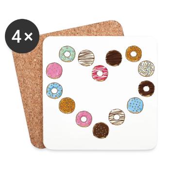 Donut heart - Coasters (set of 4) - white - Front