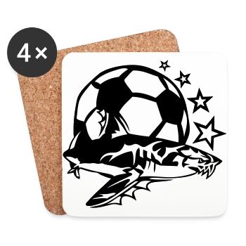 football requin logo dessin club - Dessous de verre (lot de 4) - blanc - Devant