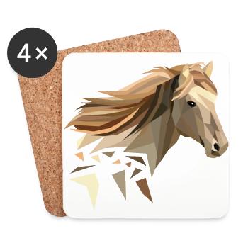 Pferd geometrisch low poly - Untersetzer (4er-Set) - Weiß - Vorne