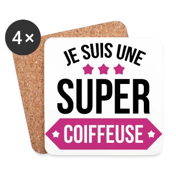 Coiffure / Coiffeur / Coiffeuse / Mode / Cheveux - Dessous de verre (lot de 4) - blanc - Devant