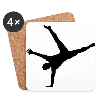 Turnen, Turner - breakdance, handstand, flair - Untersetzer (4er-Set) - Weiß - Vorne