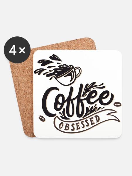 Coffee obsessed - Untersetzer (4er-Set) - Weiß