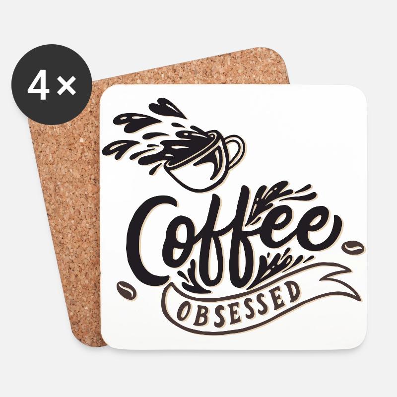 Coffee obsessed - Untersetzer (4er-Set) - Weiß