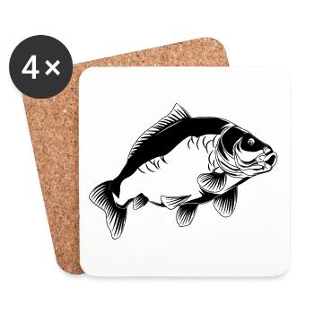 Fishing gear carp catching mirror carp image - Coasters (set of 4) - white - Front
