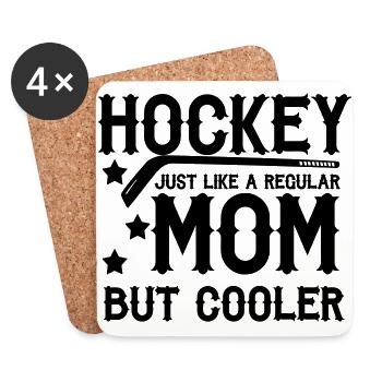 mère de hockey - Dessous de verre (lot de 4) - blanc - Devant