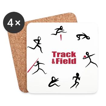Leichtathletik, Siebenkampf - Untersetzer (4er-Set) - Weiß - Vorne