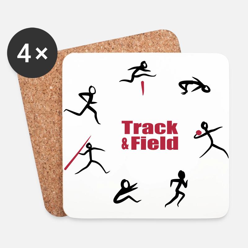 Leichtathletik, Siebenkampf - Untersetzer (4er-Set) - Weiß