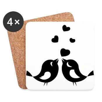 Turteltäubchen - Untersetzer (4er-Set) - Weiß - Vorne