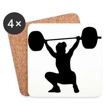Weightlifter, weightlifting woman - Coasters (set of 4) - white - Front