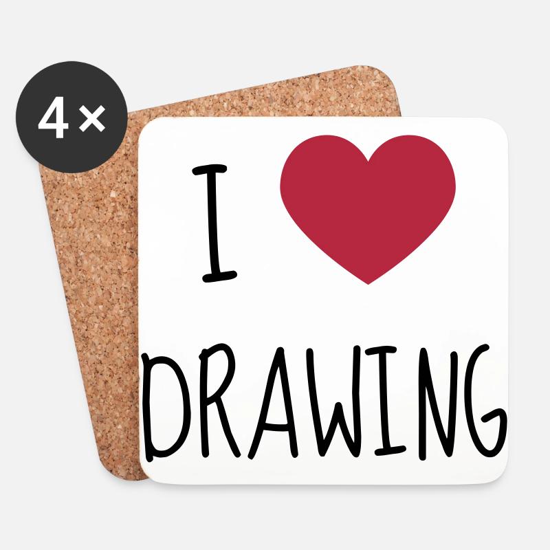 Zeichnung / Zeichner / Drawing / Drawer - Untersetzer (4er-Set) - Weiß
