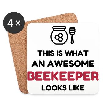 Bienenzucht / Imker / Biene / Honig - Untersetzer (4er-Set) - Weiß - Vorne