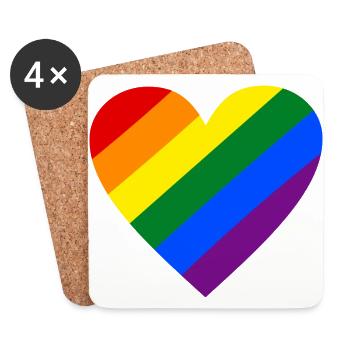 Rainbow Heart - Dessous de verre (lot de 4) - blanc - Devant