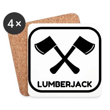 Holzfäller / Baum / Wald / Holz - Untersetzer (4er-Set) - Weiß - Vorne