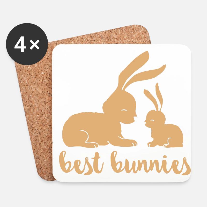 Best Bunnies - beste Freunde - Untersetzer (4er-Set) - Weiß