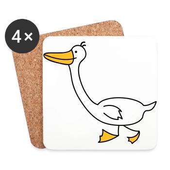 lustige Gans - Untersetzer (4er-Set) - Weiß - Vorne