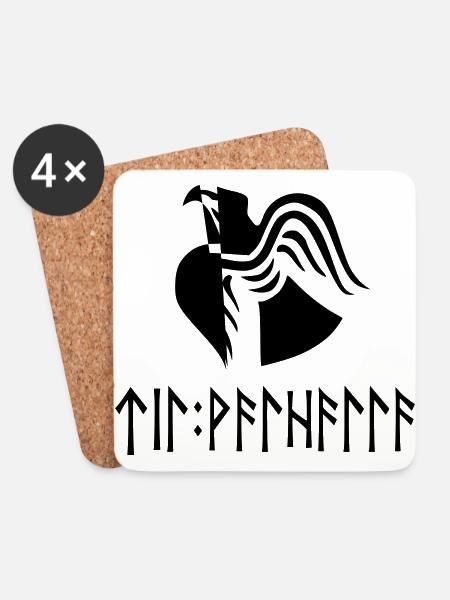 Til Valhalla in Runen - Untersetzer (4er-Set) - Weiß