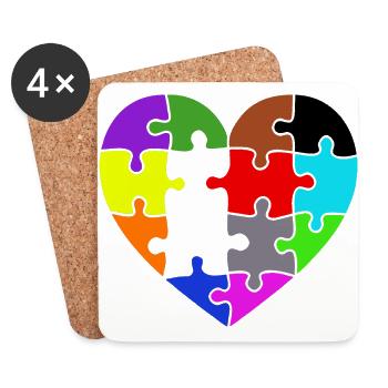 Herzpuzzel - Coasters (set of 4) - white - Front
