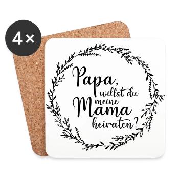 Papa, willst du meine Mama heiraten? - Untersetzer (4er-Set) - Weiß - Vorne