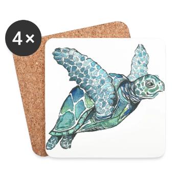 watercolor turtle - Coasters (set of 4) - white - Front