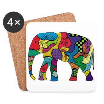 elephant - Coasters (set of 4) - white - Front
