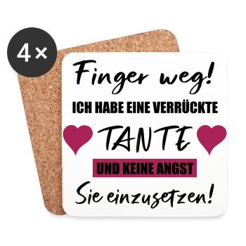Finger Weg! Ich habe eine verrückte Tante! - Untersetzer (4er-Set) - Weiß - Vorne