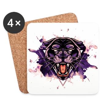 Panther Panter Purple Black Splash Predator Animal - Coasters (set of 4) - white - Front