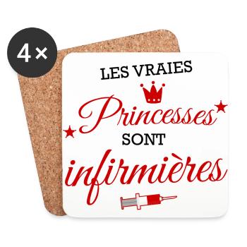 les vraies princesses sont infirmières - Dessous de verre (lot de 4) - blanc - Devant