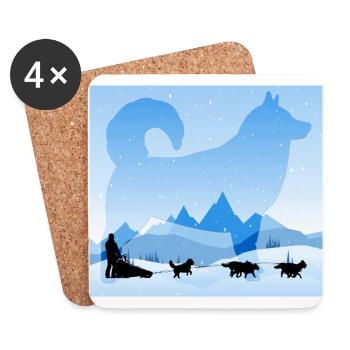 sled dogs - Coasters (set of 4) - white - Front