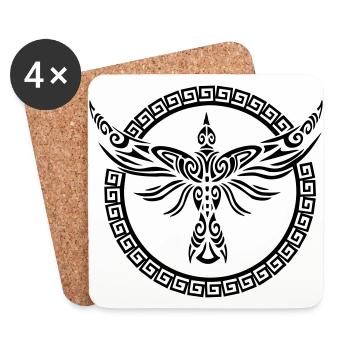 Buy Maori Tattoo Eagle T-Shirt, Hoodie - Coasters (set of 4) - white - Front